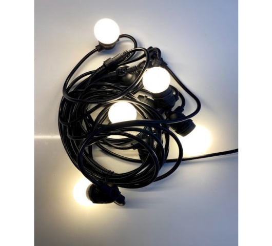 Set Lichtsnoer 10m + 20 LED lampen / Melk wit (mat) - Foto 1