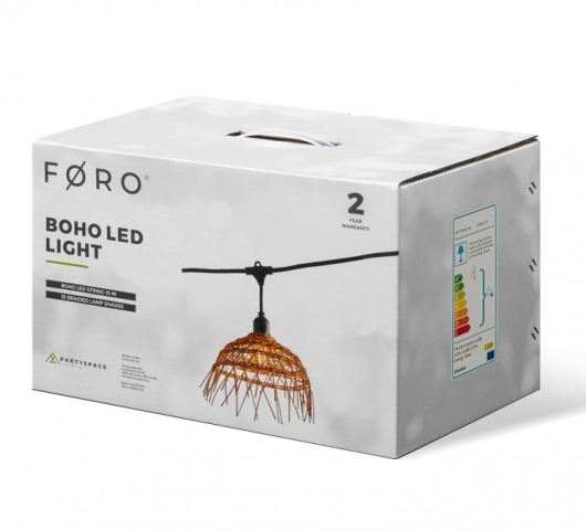 Boho lichtsnoer / 10 m / 10 LED lampen warm wit en gevlochten lampenkapjes - Foto 3